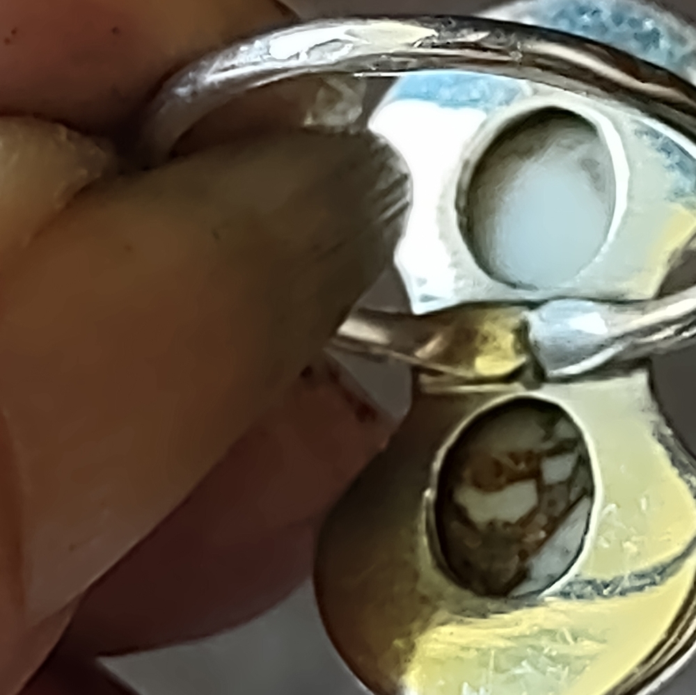 Sterling MB Navajo Double Turquoise Ring — Blue & Matrix Cabs, 925, Sz [insert] - Picture 15 of 15